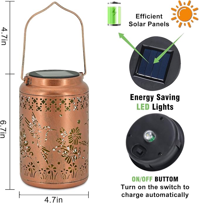 Birthday Gifts for Women Men, Garden Decor Hummingbird Solar Lanterns Outdoor Waterproof, Teacher Appreciation Gifts, Graduation Gifts, Mother Day Gifts for Mom