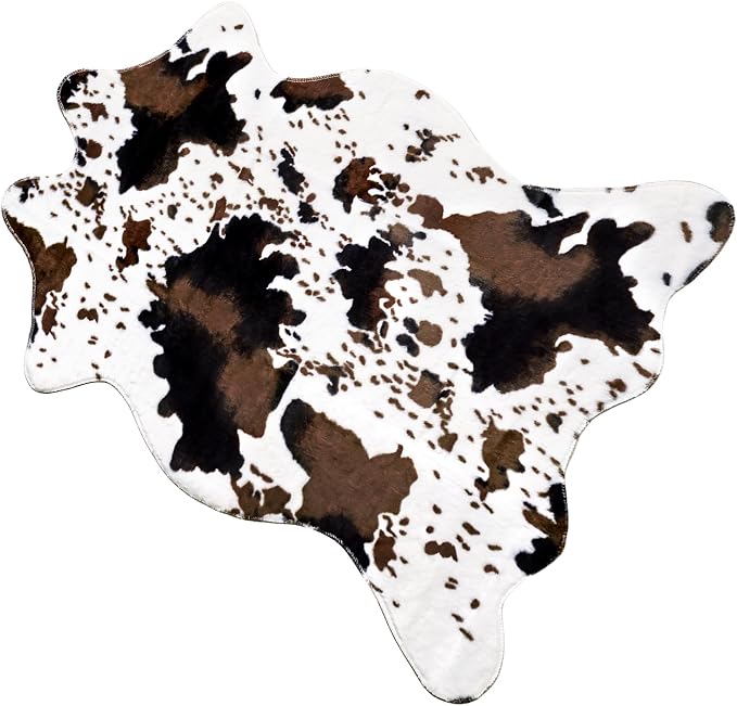 MACEVIA Cowhide Rug Cute Cow Print Rugs Western Decor for Living Room Bedroom Faux Animal Area Carpet Non-Slip 43.3" L x 29.5" W(3.6ft x 2.4ft)
