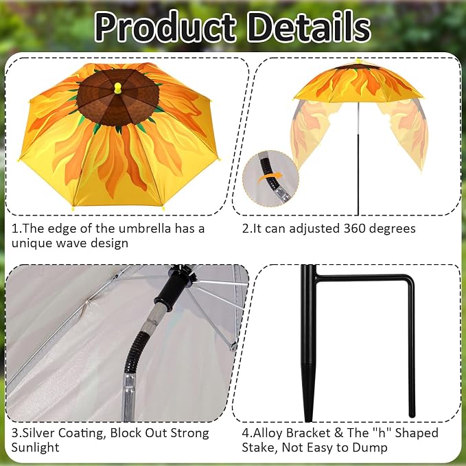 Plant Umbrellas for Outdoor Plants, Large Garden Plant Umbrella Shade Upgraded Adjustable Angle Height for Potted Plants Garden Beds
