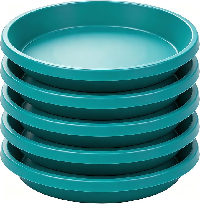 NIMYAU 5 Pack Plant Saucer 6 Inch,8 10 12 14 16 18 20 Inch, Heavy Sturdy Plant Trays for Pots, Plant Water Catcher Tray for Plants, Plastic Plant Saucers for Indoors no Holes