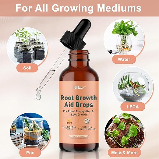 Root Drops - Liquid Rooting Hormone for Cuttings- Fast Growth Propagation Drops | Less Shock in Water/Soil/LECA/Moss | Fits Pothos, Monstera, Philodendron & All Houseplants (4 oz) (2)