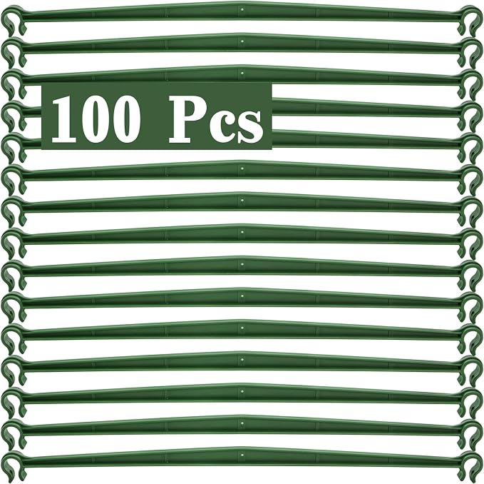 Coloch 100 Pcs Plant Stake Arms for Tomato Cage, 11.8” Expandable Plant Supports Trellis Connector with 2 Buckles for 11mm Diameter Plant Stake, for Climbing Plants, Tomato, Vegetable, Indoor&Outdoor