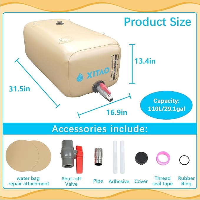 XITAO Water Bladder Storage Containers, Water Tank Foldable Portable Water Storage,Water Storage Bag Containers for RV, Camping, Garden, Irrigation, Drought Resistance, Firefighting