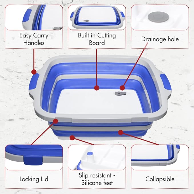 KITCHEN PERFECTION Collapsible XL Smoker & BBQ Prep Tub with Locking Lid | Includes Cutting Board, Meat Marinade & Brine Container For Turkey, Brisket & Ribs - Best Grill Accessories Gifts For Men