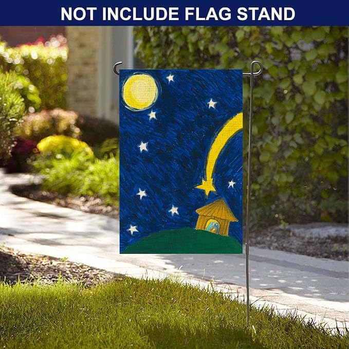 EMMTEEY Christmas Garden Flags for Outside Oil Painting Holy Night Christmas Burlap Garden Flags 12.5X18 Small Christmas Flag Double Sided Winter Garden Flag House Flags for Christmas Decoration