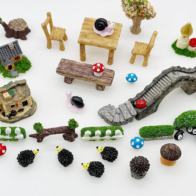 Cayway 83 PCS Fairy Garden Accessories Outdoor, Fairy Supplies Micro Landscape Decoration, Mixed Model Trees for DIY Craft Garden Decoration