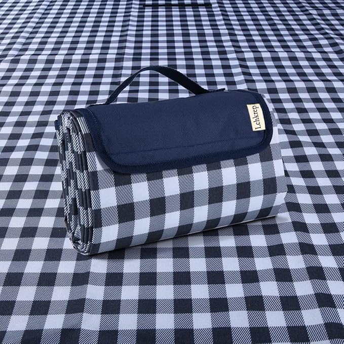 Lchkrep Picnic Blanket Beach Blankets 80"x60" Large Sandproof Waterproof Camping Portable Travel Blanket Play Mat for Outdoor Indoor Family Beach Park Grass,Hiking, Music Festival（Dark Blue）