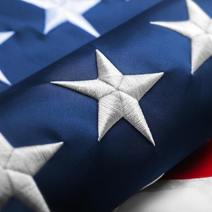 American Flag 5x8 FT for Outside-Heavy Duty Non Fading Polyester US flags Outdoor High Wind, USA Flag Longest Lasting,Vibrant Colors Embroidered America Flags 5x8 ft Outside, Brass Grommets,Sewn Stripes for Indoor, Outdoor