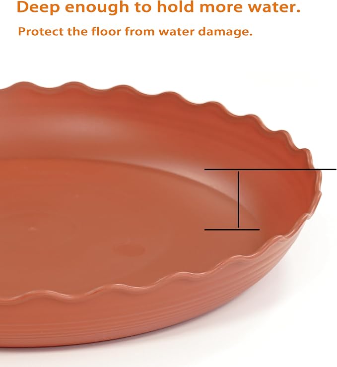 2 Pack Plant Saucer 18 inch, Heavy Duty Plastic Plant Saucers, Durable Plant Tray for Pots, Flower Saucers for Indoors, Plant Pot Saucers, Trays for Planter (Terracotta)