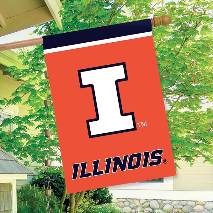 Briarwood Lane House Flag 40x28 For Outdoor Illinois Fighting Illini NCAA Licensed House Flag