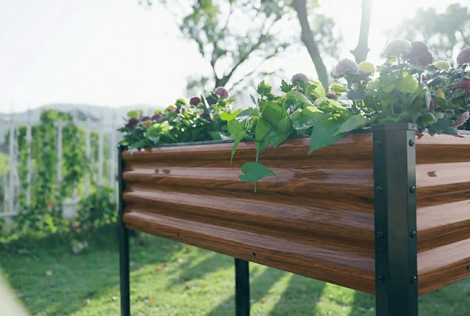 SnugNiture Raised Garden Bed with Legs, 48×18×32in Outdoor Metal Elevated Raised Planter Box for Backyard, Patio, Balcony