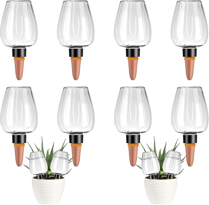 8 Pcs Plant Watering Globes Self Watering Planter Insert Plants Top Fill Water Device Plastic Water Bulbs Slow Release Terracotta for Plants, Clear
