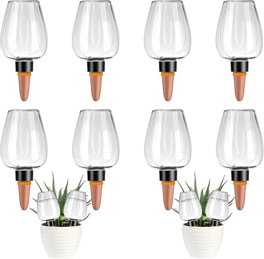 8 Pcs Plant Watering Globes Self Watering Planter Insert Plants Top Fill Water Device Plastic Water Bulbs Slow Release Terracotta for Plants, Clear