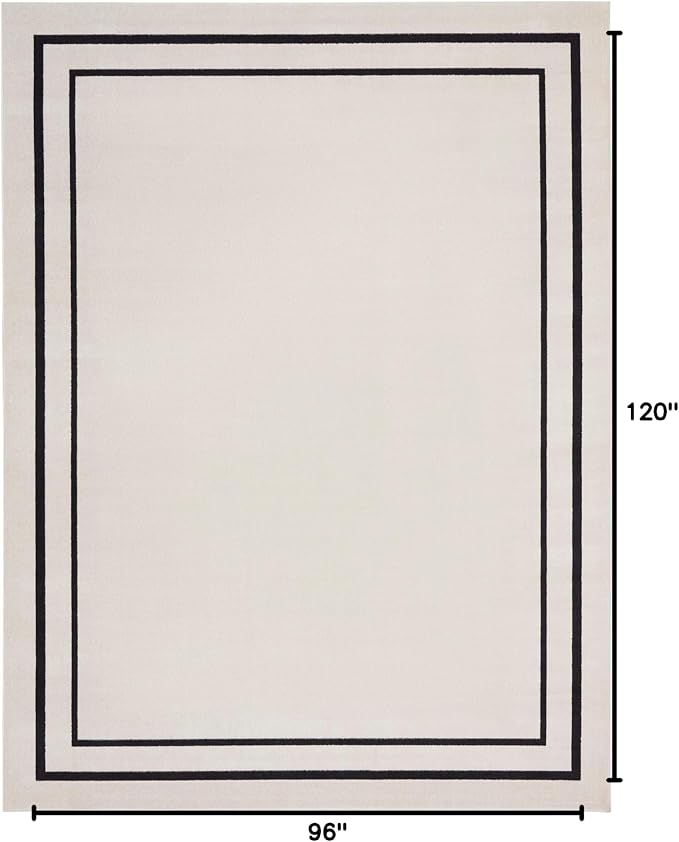 Nourison Home Nourison Essentials Ivory/Black 8' x 10' Area Rug - Easy Clean, Non Shedding, Bed Room, Living Room, Dining Room, Kitchen (8' x 10')
