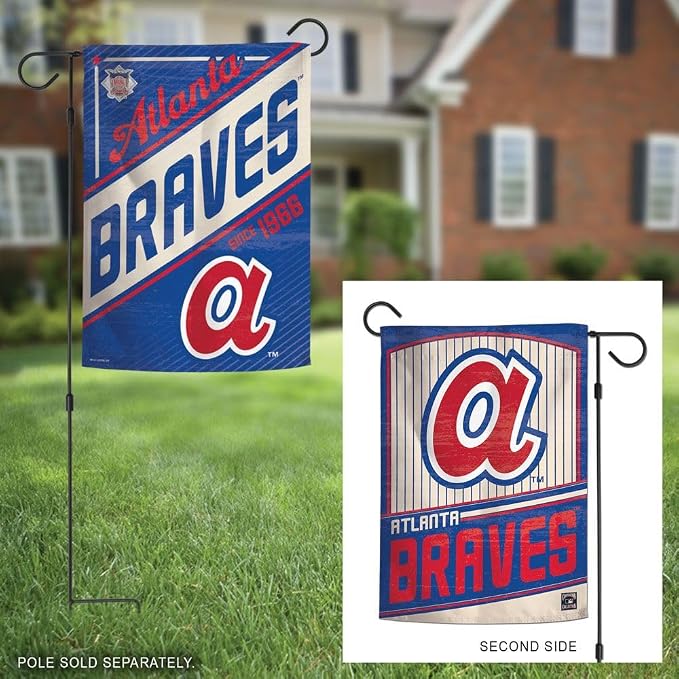 Atlanta Braves WinCraft Cooperstown Edition Team Logo Premium 2 Sided Garden Flag, 12" x 18"