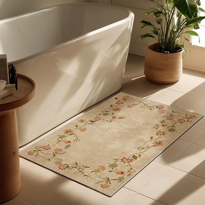 2x3 Washable Small Entryway Rug: Door Mat Indoor Entrance Stain Resistant Non Slip Rubber Backed Low Pile Soft Throw Area Rugs for Bedroom Kitchen Front Door Indoor Entrance Foyer Entry