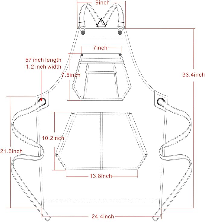 Jeanerlor - Cotton Denim Apron with Pockets for Men - Jean Apron for Hairstylis Cross Straps & Adjustable L to XXL (Denim Blue)