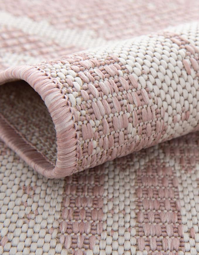 Unique Loom Outdoor Bohemian Collection Area Rug - Anthro (6' x 9' Rectangle Pink/Ivory)