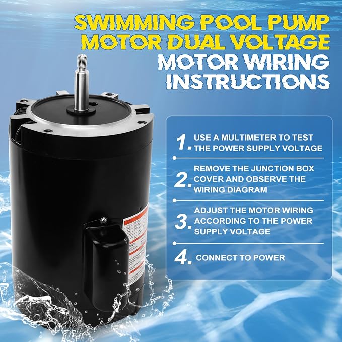 B127 Pool Pump Motor 0.75 HP, Fit for Century A.O. Smith 0.75HP Single Speed, 3450 RPM, S56J Frame, 230V, Swimming Pool Motor