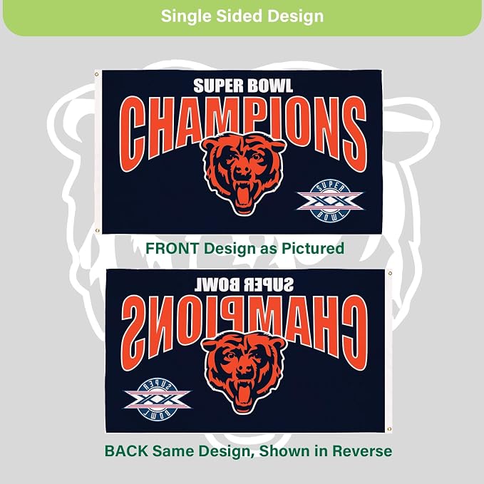 Team Sports America NFL Chicago Bears Multi-Win Superbowl Champions 3x5 Flag for Outside with Grommets | Outdoor & Indoor | Heavy Duty Flag & Banner | Works with Flag Pole for Outside House