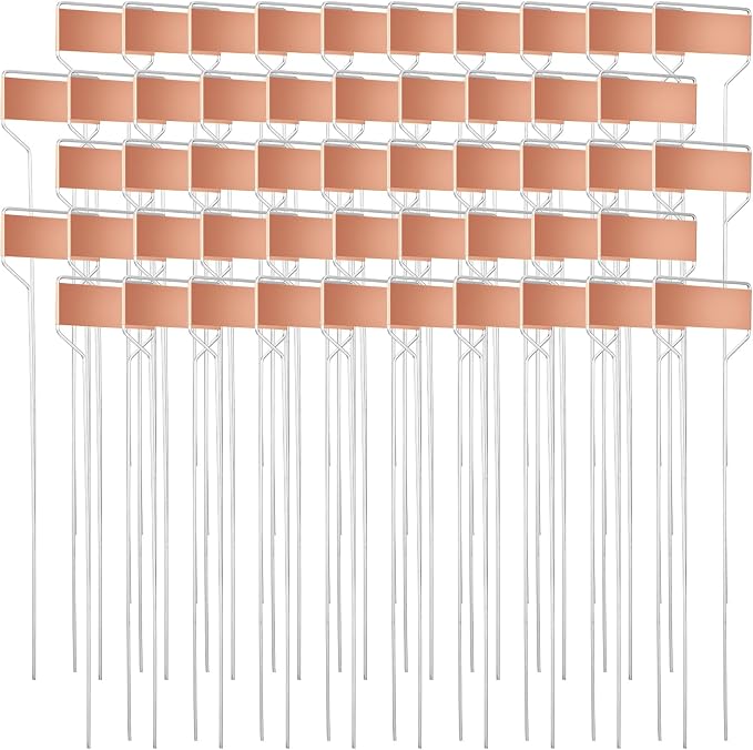 50 Pack 10 Inch High Copper Plate Metal Plant Labels Garden Stake Tags Reusable Planting Gardening Markers