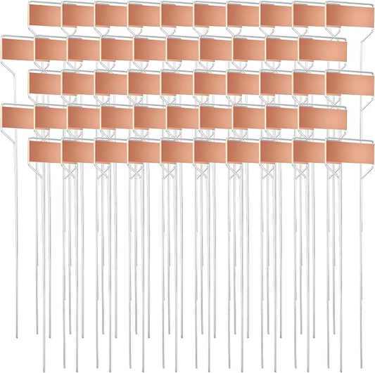 50 Pack 10 Inch High Copper Plate Metal Plant Labels Garden Stake Tags Reusable Planting Gardening Markers