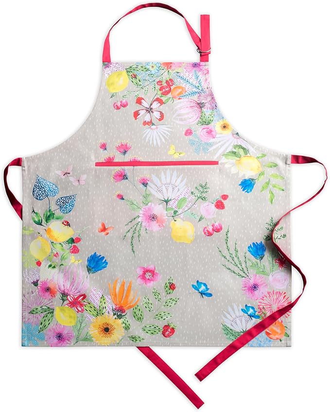 Maison d' Hermine Aprons for women with Pocket 100% Cotton (27.50"x31.50") | Adjustable Neck Strap & long ties Apron Men Chef Wedding Cooking Gardening Server Maid