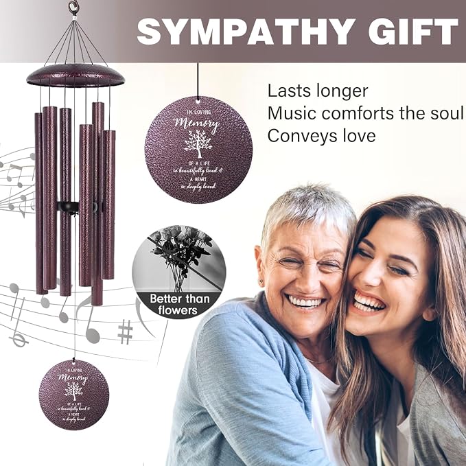 ASTARIN 36" Large Deep Tone Personalized Sympathy Wind Chimes, Memorial Wind Chime for Loss of Mother Father Loved One, Tree of Life Bereavement Gifts Decor Outdoor Patio Garden(Produced in Texas)