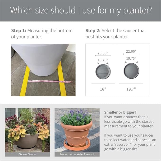 Crescent Garden Universal Round Planter Saucer, Durable Drainage Dish for Plant Pots, Heavy-Duty Plant Dishes Saucer, Indoor & Outdoor Plant Trays - Cloud White (11 inch Inner, 15 inch Outer)