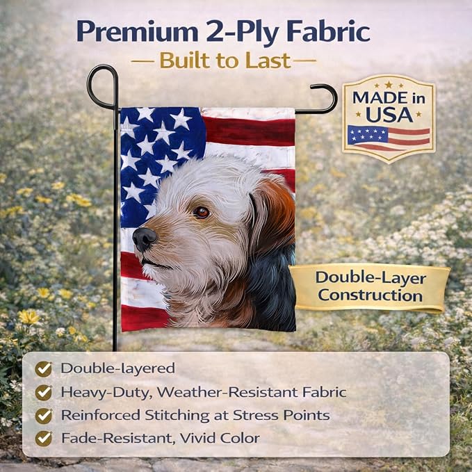 Caroline's Treasures CK6450GF Bosnian Coarse-haired Hound American Flag Garden Flag Mailbox Flag Decorative Yard Flag Banner Outside Patio Artwork Yard Flower Beds, Garden Size, Multicolor