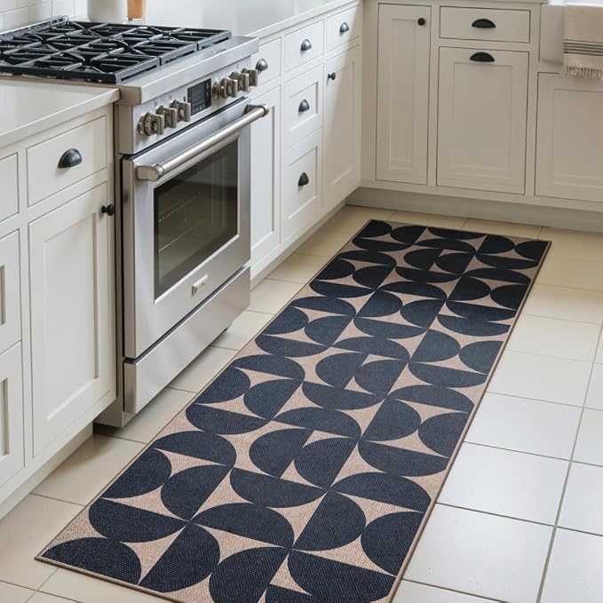 Lahome Semi Circle Easy Jute Kitchen Runner Rug, 2x6 Non Slip Runner Rug | Indoor Outdoor Non Slip Stain Resistant Carpet for Hallway Entry Laundry Room