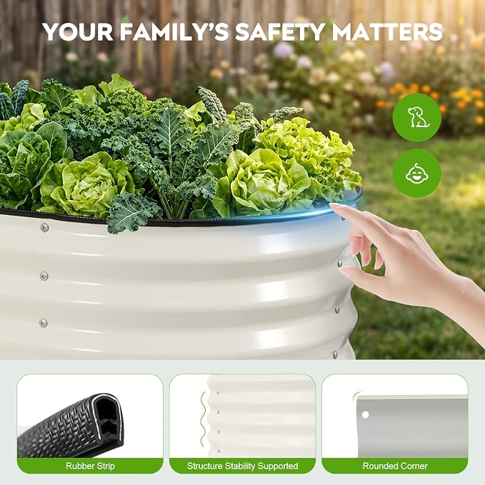 2 Pack 5x2ft Raised Garden Bed for Outdoor Gardening, 17" Tall Planter Raised Beds, 4 in 1 Galvanized Raised Garden Bed for Deep Root Vegetables Flowers Herbs - White