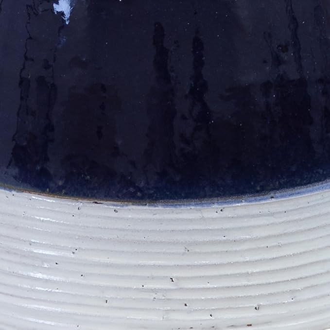 Sunnydaze 21" H Ceramic Bird Bath for Outside - Hand-Painted Outdoor Bird Bath Bowl, UV/Frost-Resistant Finish - Midnight Blue