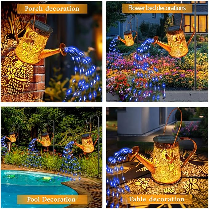 Solar Watering Can Lights, Hummingbird Gifts for Mothers Day Women Mom Grandma Birthday, Waterproof Outdoor Garden Decor Large Hanging Solar Lanterns Garden Lights for Porch Yard Flowerbed Pathway