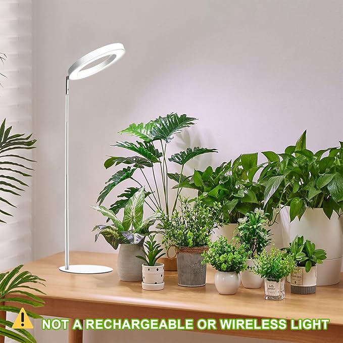 yadoker 72 LEDs Full Spectrum Plant Grow Light with Base for Indoor Plants，Height Adjustable, 6.3" Aluminum Housing,Automatic Timer with 8/12/16 Hours,10-Level Brightness,White Plant Light,1Pack
