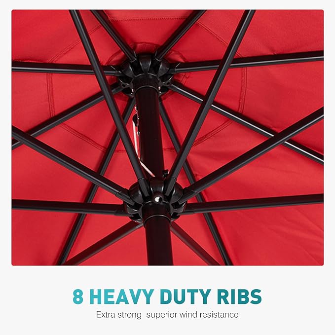 OLIXIS 9FT Outdoor Patio Umbrella, Patio Table Umbrella 9 Feet Sun Shade for Pool, Beach, Umbrellas with Tilt and Crank & Sturdy Ribs Waterproof for Outside Deck, Terrace and Restaurant