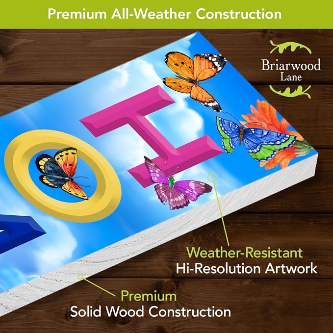 Briarwood Lane Spring Double Sided Reversible Pine Porch Leaner 47x9.5 Butterflies Flip Flops For Spring Porch Leaner
