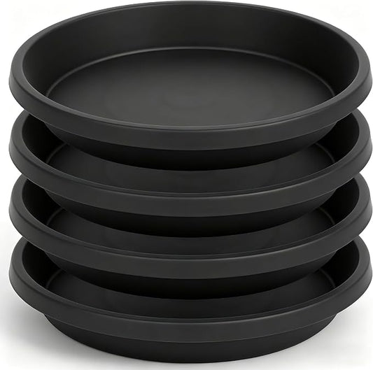 NIMYAU 4 Pack Plant Saucer 12 Inch, Heavy Sturdy Plastic Plant Trays for Pots, Plant Water Catcher Tray for Plants, Plant Drip Trays, Plant Saucers for Indoors no Holes