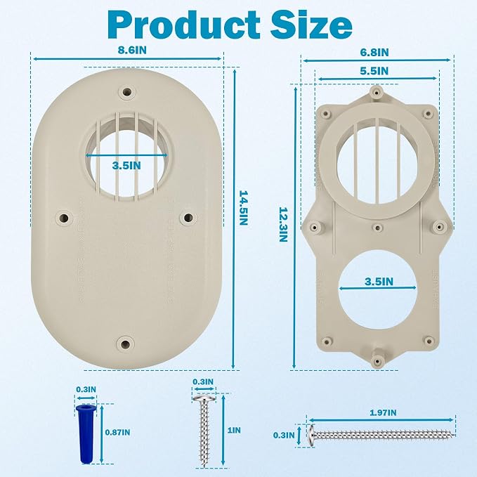 SP20286 3-Inch Vent Horizontal Vent Termination Kit, with Screws | for Outside Wall, Water Heater Replacement Part