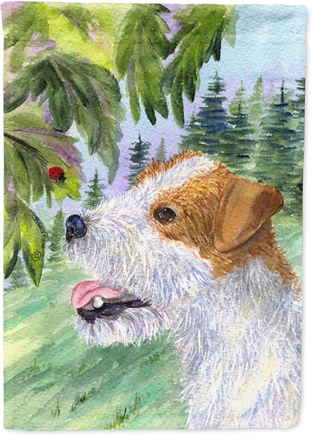Caroline's Treasures SS8211GF Jack Russell Terrier Garden Flag Mailbox Flag Decorative Yard Flag Banner Outside Patio Artwork Yard Flower Beds, Garden Size, Multicolor
