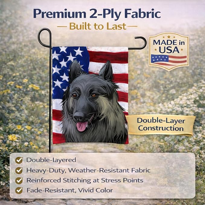 Caroline's Treasures CK6707GF Shiloh Shepherd Dog American Flag Garden Flag Mailbox Flag Decorative Yard Flag Banner Outside Patio Artwork Yard Flower Beds, Garden Size, Multicolor