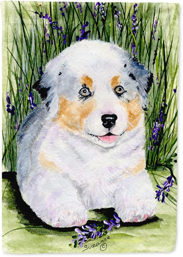 Caroline's Treasures SS8005GF Australian Shepherd Garden Flag Mailbox Flag Decorative Yard Flag Banner Outside Patio Artwork Yard Flower Beds, Garden Size, Multicolor