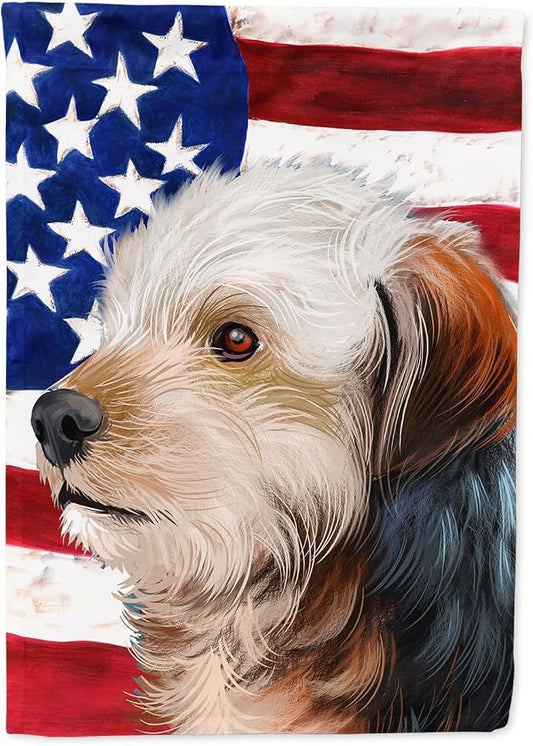 Caroline's Treasures CK6450CHF Bosnian Coarse-haired Hound American Flag House Flag Large Porch Sleeve Pole Decorative Outside Yard Banner Artwork Wall Hanging, Polyester, House Size, Multicolor