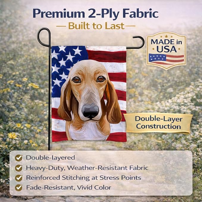 Caroline's Treasures CK6693GF Schweizer Laufhund Dog American Flag Garden Flag Mailbox Flag Decorative Yard Flag Banner Outside Patio Artwork Yard Flower Beds, Garden Size, Multicolor