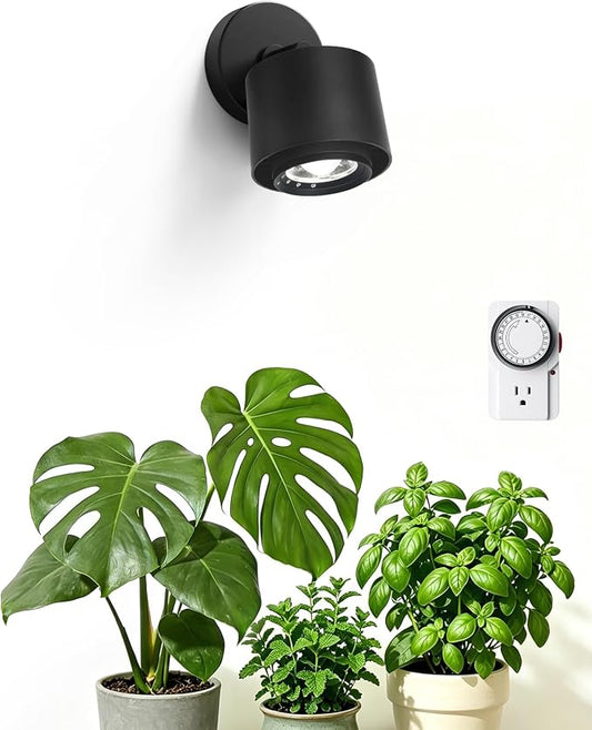 Barrina TR40a Track Plant Lights for Indoor Growing, 40W Ceiling Grow Lights with Adjustable Beam Angle (15°-60°), 5000K Full Spectrum Wall Plant Light with Timer for Greenhouse, Black Cover