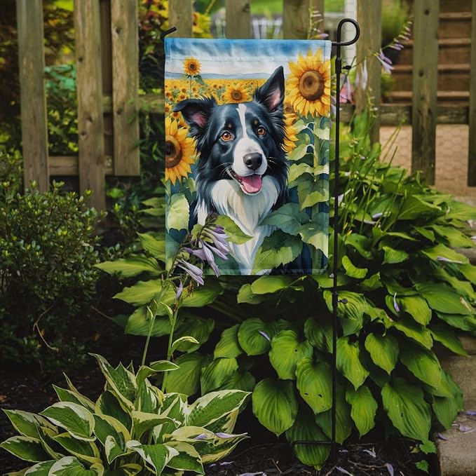 Caroline's Treasures DAC6031GF Border Collie in Sunflowers Garden Flag Mailbox Flag Decorative Yard Flag Banner Outside Patio Artwork Yard Flower Beds, Garden Size, Multicolor