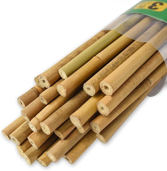 Jollybower 25pcs 7/20" D Thicker Heavy Duty Bamboo Stakes, 3FT Plant Stakes, Natural Garden Stakes for Tomato, Bean, Flowers,Trees Potted and Climbing Plant Support