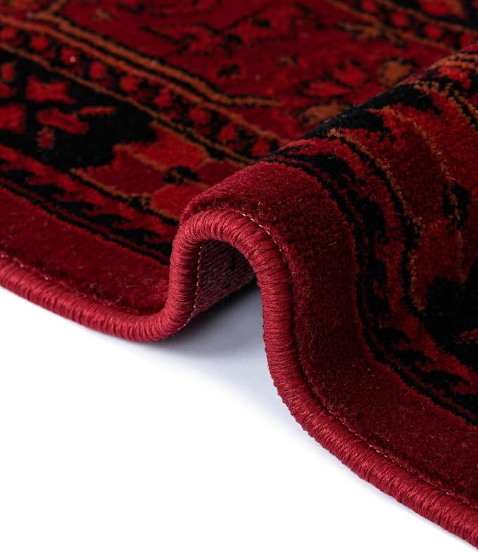Unique Loom Tekke Collection Area Rug - Sheibani (7' 10" Square, Red/ Black)