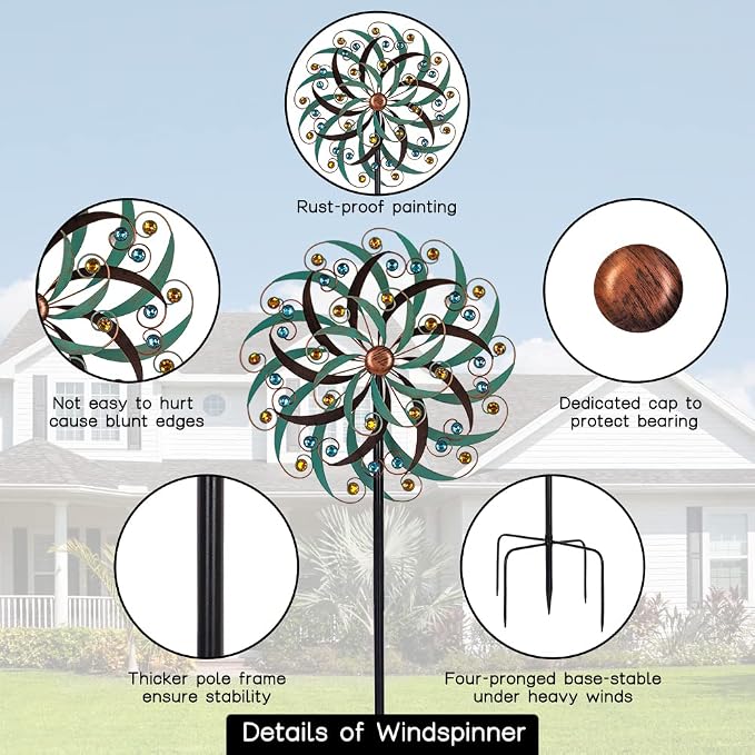 Stargarden Large Metal Wind Spinners for Outdoor, Metal Yard Art Wind Sculptures & Spinners for Yard and Garden Decorations (20x80 Inches) | Metal Yard Art Wind Sculptures & Spinners for Yard and Garden Decorations ,20x80 Inches
