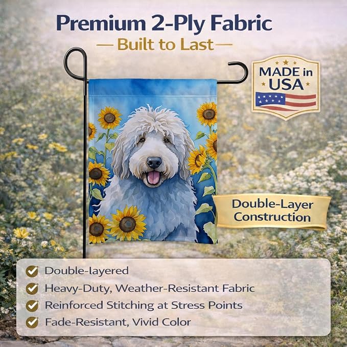 Caroline's Treasures DAC6107GF Komondor in Sunflowers Garden Flag Mailbox Flag Decorative Yard Flag Banner Outside Patio Artwork Yard Flower Beds, Garden Size, Multicolor